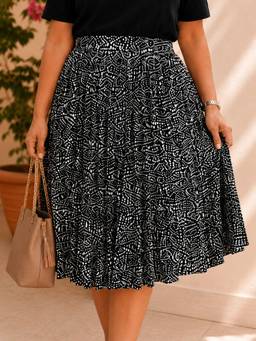 Oxolloxo - Women Black Printed Elasticated Skirt