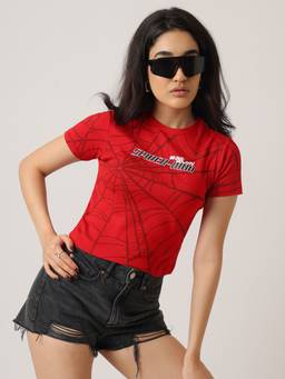 Free Authority - Red Official Marvel Spider-Man Printed Slim Fit T-Shirt
