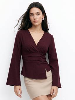 Outzidr - Wine Wrap Asymmetric Hem Top
