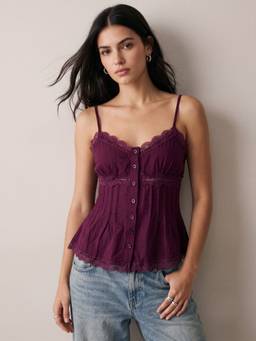 Outzidr - Wine Strappy Crinkled Top