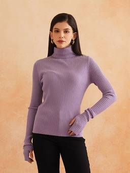 Beatnik - Women Lavender Solid Sweaters