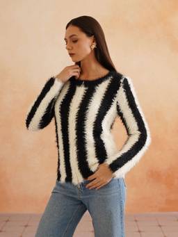 Beatnik - Women Black Stripes Cardigans