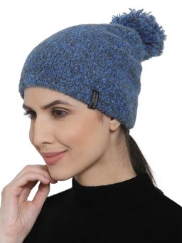 513 - Women Blue Knit Beanie Cap