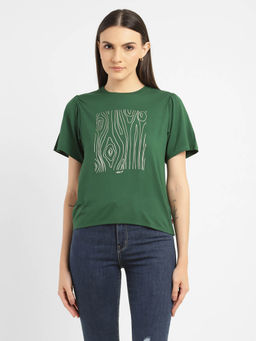 Levi's - Women Graphic Printed Half Sleeves T-Shirt-Green