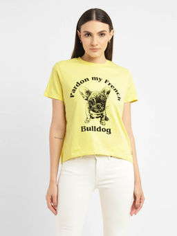 Levi's - Women Typography Printed Pure Cotton T-Shirt-Yellow