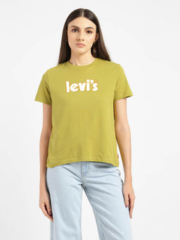 Levi's - Women Brand Logo Printed Pure Cotton T-Shirt-Green