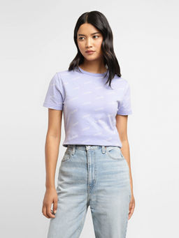 Levi's - Women Brand Logo Print Knitted Slim Fit T-Shirt-Purple