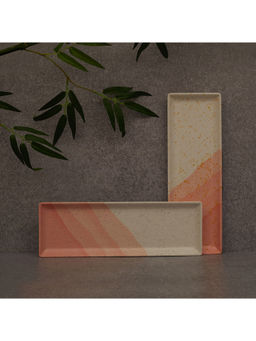 HomeTown - Emilia Melamine Small Platter 12X4 Inch Set of 4 in Pink Colour