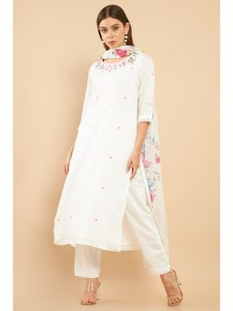 Soch - Women White Embroidered Suit (Set of 3)