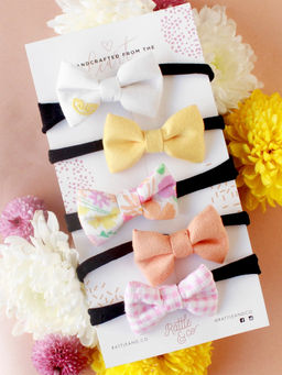 Rattle And Co - Pack Of 5 Summer Lime Mini Bow Headbands