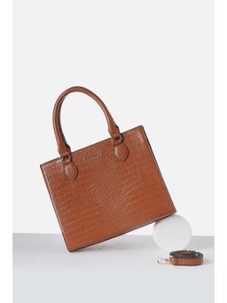 Allen Solly - Womens Brown Casual Tote Bag with Detachable Strap