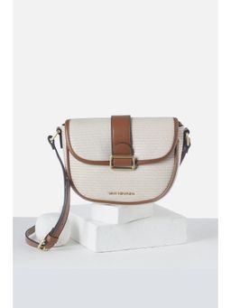 Van Heusen - Womens White Self Design Casual Sling Bag