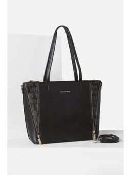 Van Heusen - Womens Black Graphic Print Tote Bag with Detachable Strap