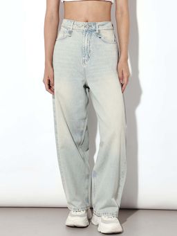 ONLY - Blue High Waisted Barrel Jeans