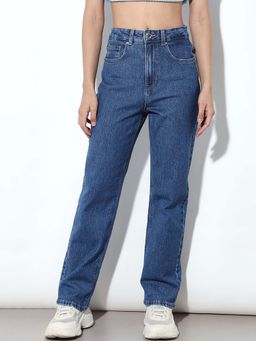 ONLY - Blue High Waisted Straight Leg Jeans