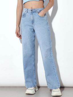 ONLY - Blue High Waisted Straight Leg Jeans