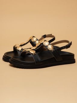 ERIDANI - Women Abriel Black Embellished Sandals