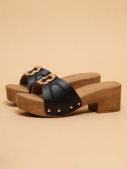 ERIDANI - Women Vivenne Black Embellished Sandal Heels