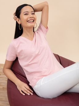 Twenty Dresses by Nykaa Fashion - XXD Basics All About The Basics Dusky Pink T-Shirt