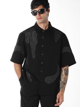 Jack & Jones - Black Abstract Print Oversized Shirt