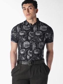 Jack & Jones - Black Printed Comfort Fit Shirt