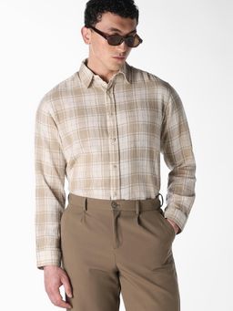 Jack & Jones - Beige Checks Linen Blend Shirt