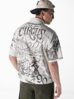 Jack & Jones - White Sketch Print Relaxed Fit Shirt
