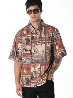 Jack & Jones - Brown Printed Relaxed Fit Shirt