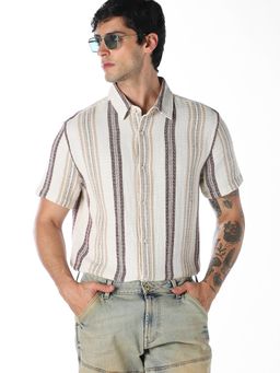 Jack & Jones - Beige Stripes Comfort Fit Shirt