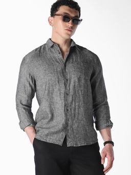 Jack & Jones - Grey Linen Regular Fit Shirt