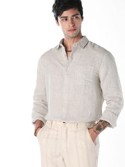 Jack & Jones - Beige Linen Regular Fit Shirt