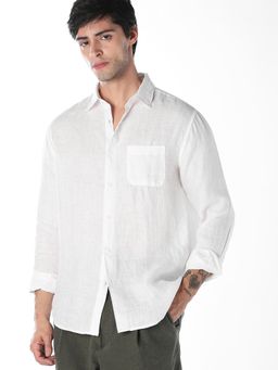 Jack & Jones - White Linen Regular Fit Shirt
