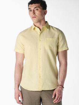 Jack & Jones - Yellow Linen Short Sleeves Shirt