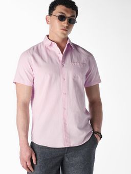 Jack & Jones - Pink Linen Short Sleeves Shirt