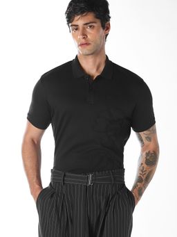 Jack & Jones - Black Floral Embroidered Cotton Polo T-Shirt