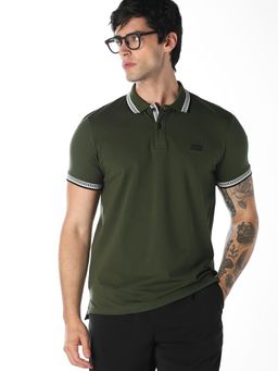 Jack & Jones - Green Contrast Tipping Knitted Polo T-Shirt