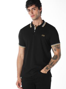 Jack & Jones - Black Contrast Tipping Knitted Polo T-Shirt