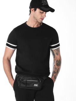Jack & Jones - Black Contrast Stripes Sleeves T-Shirt