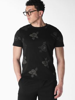 Jack & Jones - Black Floral Embroidered T-Shirt