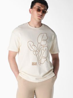 Jack & Jones - White Embroidered Boxy Fit T-Shirt