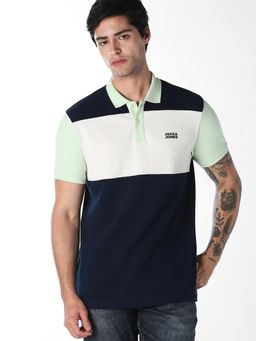 Jack & Jones - Colorblock Cotton Green Polo T-Shirt