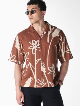 Jack & Jones - Brown Linen Blend Oversized Shirt