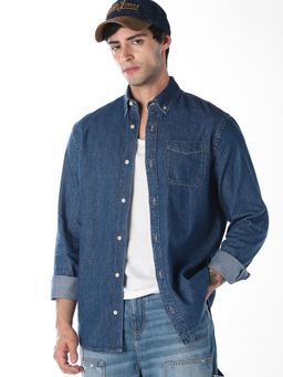 Jack & Jones - Blue Contrast Stitch Denim Shirt