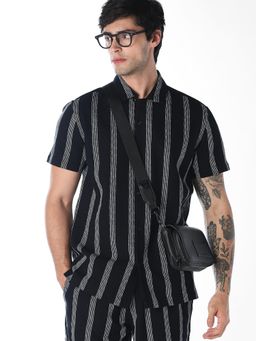 Jack & Jones - Navy Blue Stripes Cotton Shirt