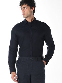Jack & Jones - Navy Blue Jacquard Slim Fit Shirt