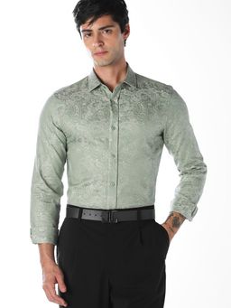 Jack & Jones - Green Jacquard Slim Fit Shirt