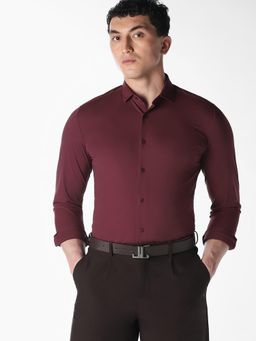 Jack & Jones - Maroon Stretch Slim Fit Shirt