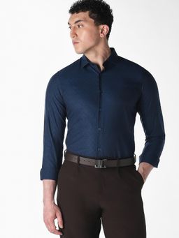 Jack & Jones - Navy Blue Jacquard Shirt