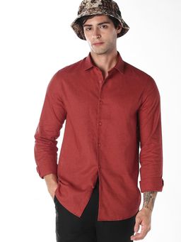 Jack & Jones - Red Rust Linen Blend Shirt