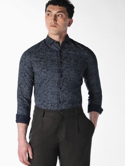 Jack & Jones - Navy Blue Printed Dobby Shirt